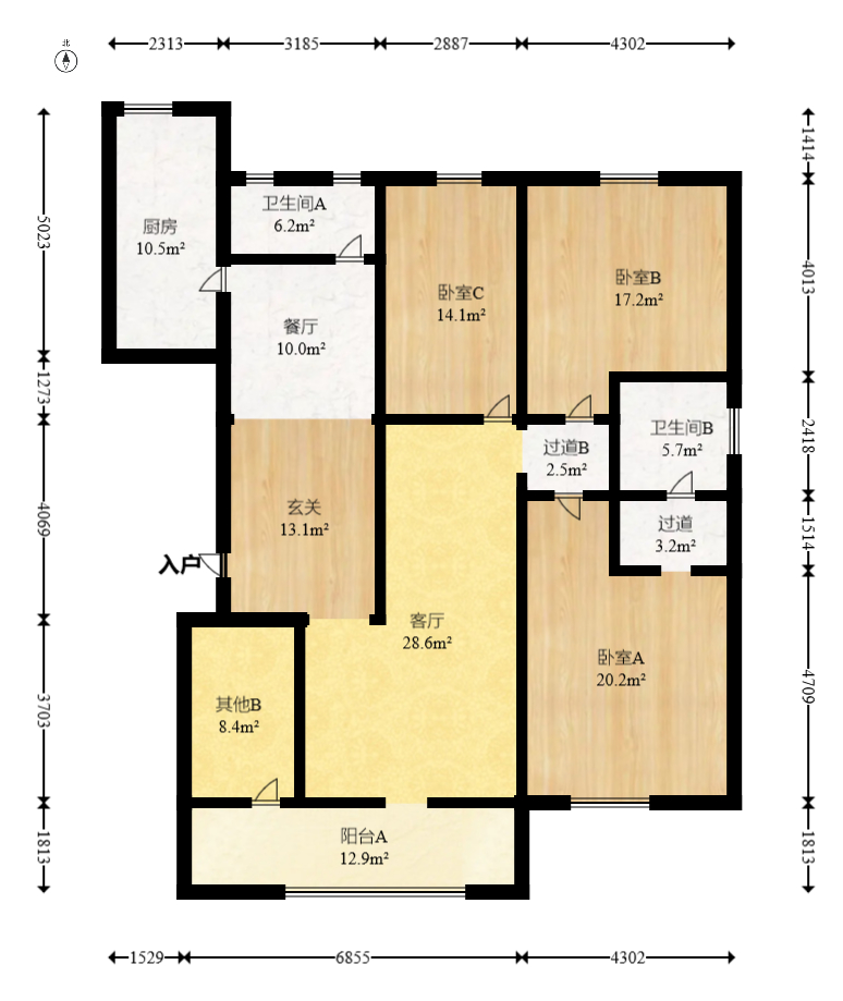 建鸿达华都（华都小户型及大华写字楼）  1室2厅1卫   320.00万室内图1