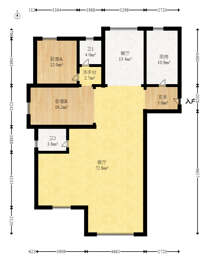 建投象山国际  4室2厅2卫    150.0万室内图1