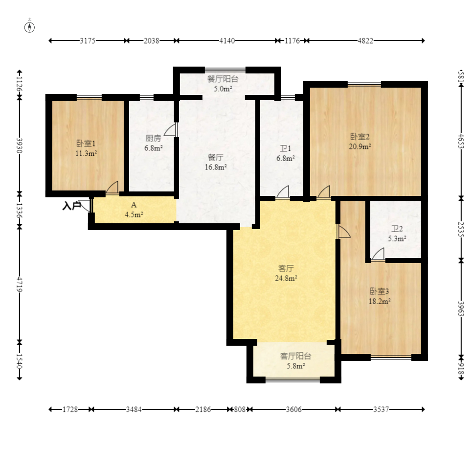 长沙欧洲城  3室2厅1卫    145.0万 长沙欧洲城  3室2厅1卫    145.0万户型图