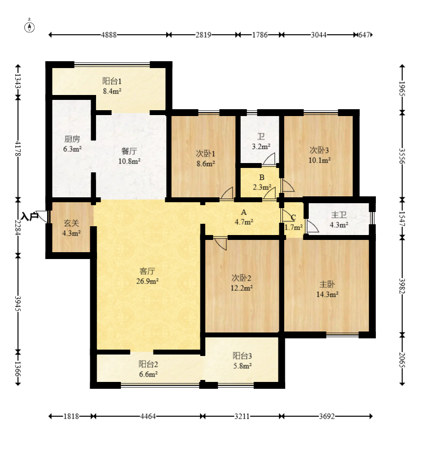 嘉宇北部湾A区  4室2厅2卫    88.0万 嘉宇北部湾A区  4室2厅2卫    88.0万户型图