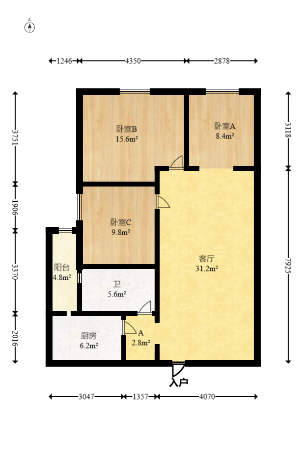 新時代廣場  3室2廳1衛(wèi)    65.0萬室內(nèi)圖1