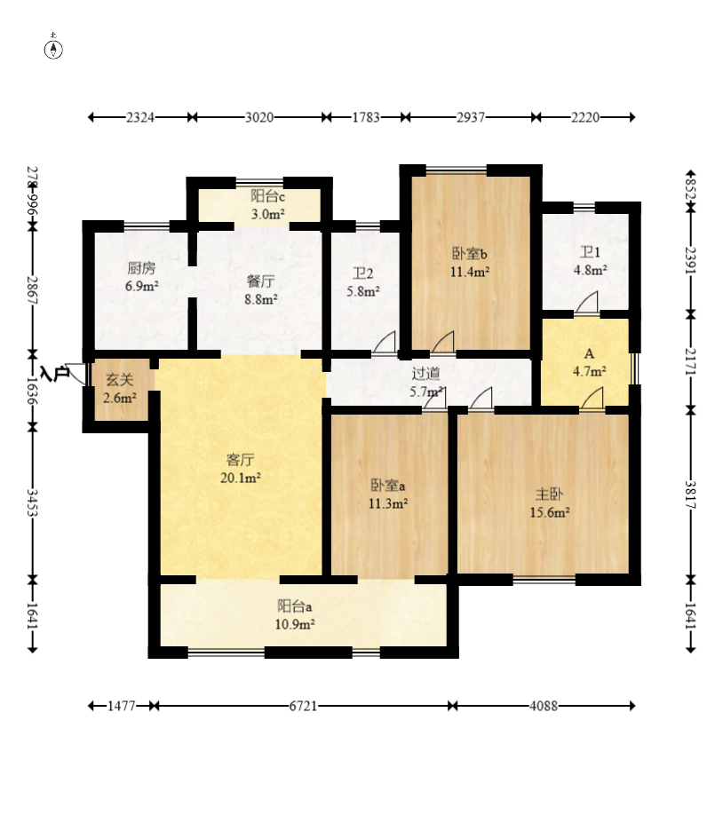 新城国际花都 3室2厅1卫 58.0万 新城国际花都 3室2厅1卫 58.0万户型图