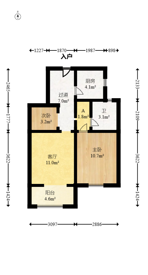 大汉汉府一期 2室2厅1卫 35.0万 大汉汉府一期 2室2厅1卫 35.0万户型图