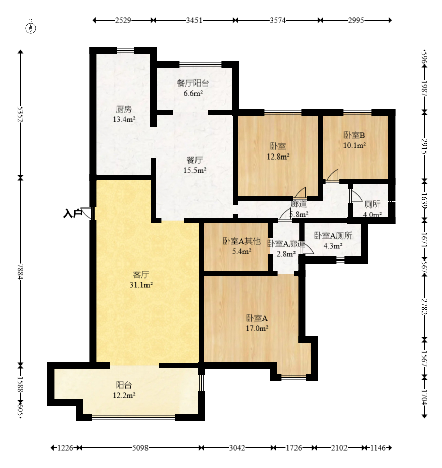 麓山翰林苑 4室2厅1卫 170.0万 麓山翰林苑 4室2厅1卫 170.0万户型图