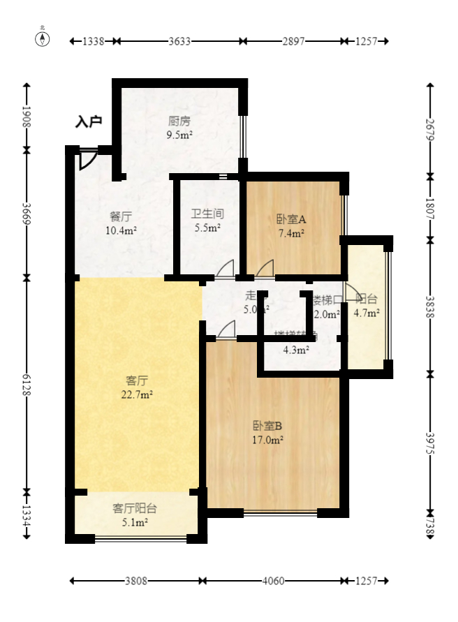 北辰中央公园A区  4室2厅1卫   156.50万室内图1