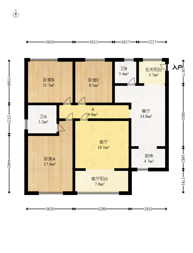 钰龙天下二期（钰龙佳园）  3室2厅2卫   260.00万室内图1