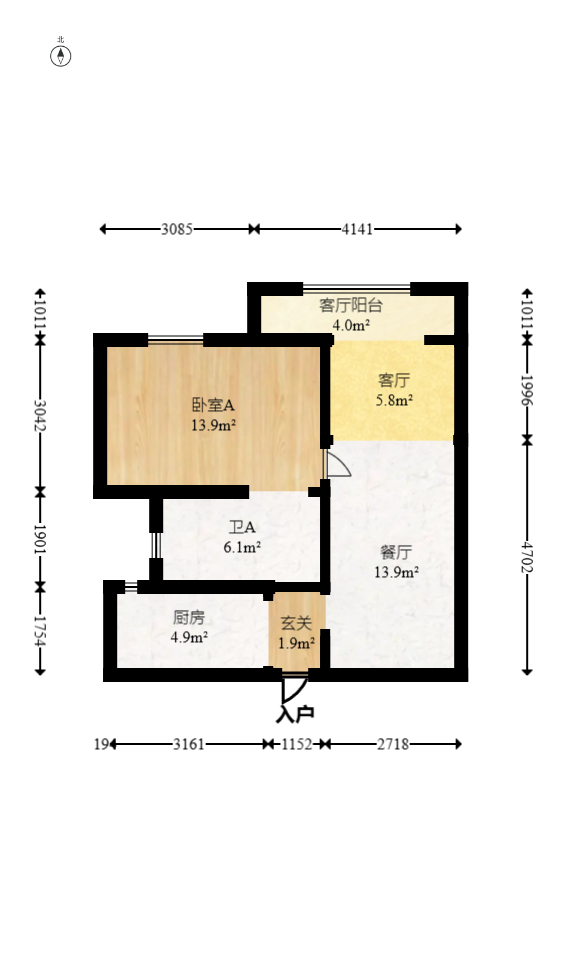 协信星澜汇  1室1厅1卫   88.00万室内图1