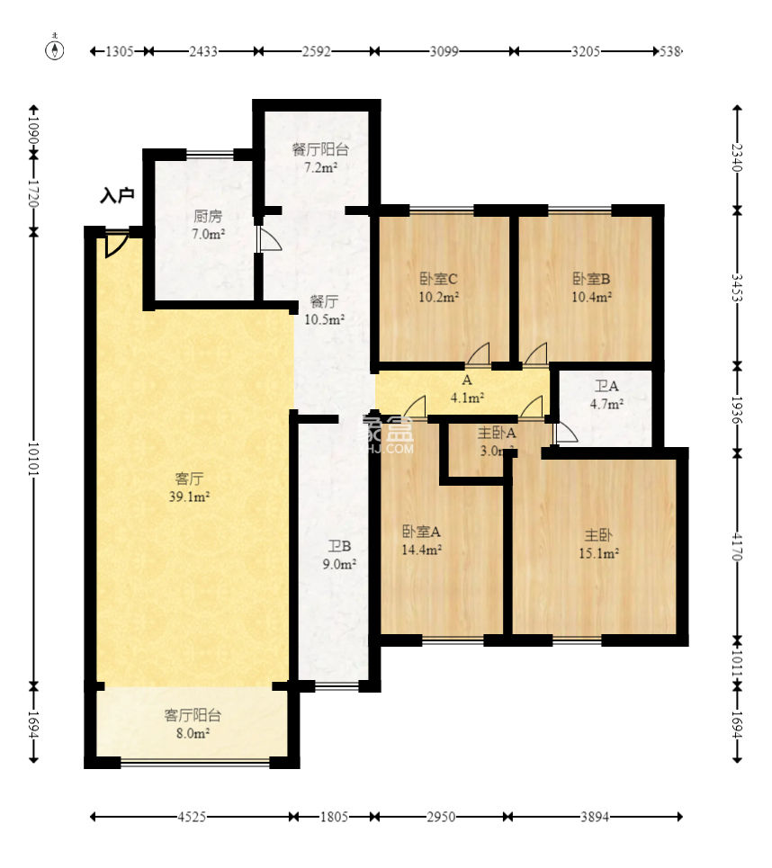 八方小区A区  4室2厅2卫    430.0万