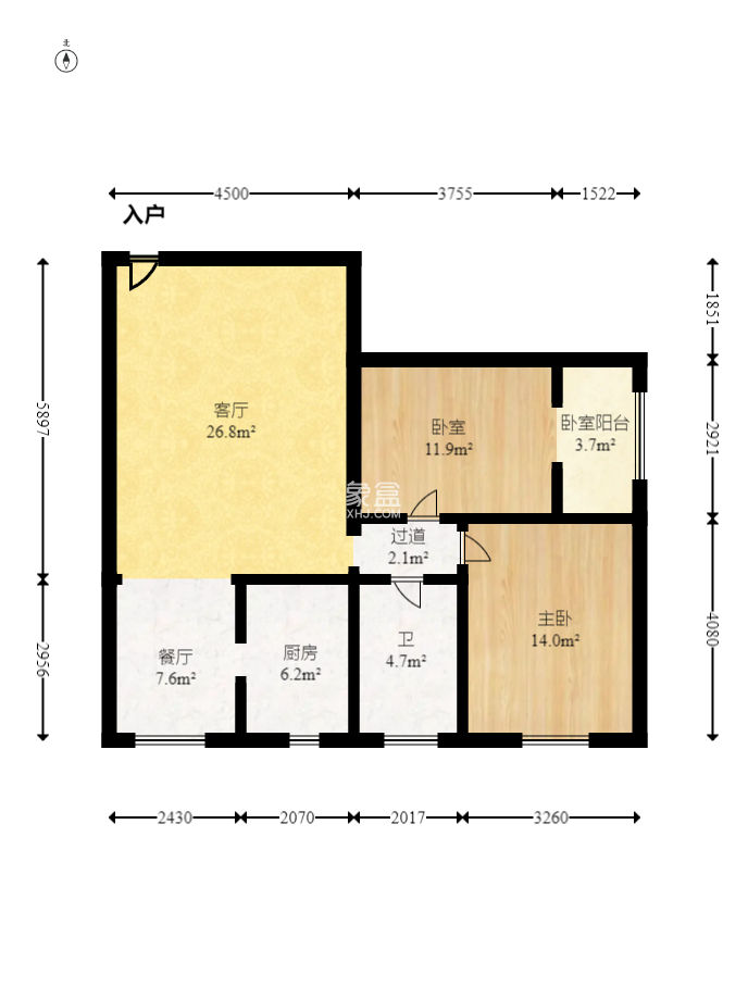 星沙商业步行街  2室2厅1卫    48.0万