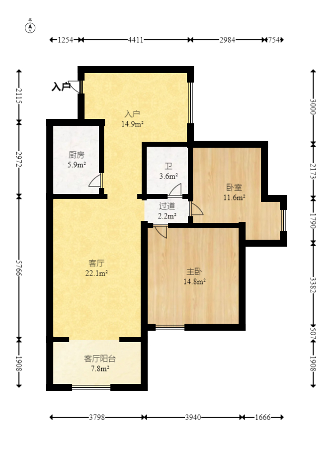 尚都花园城 2室2厅1卫 54.0万 尚都花园城 2室2厅1卫 54.0万户型图