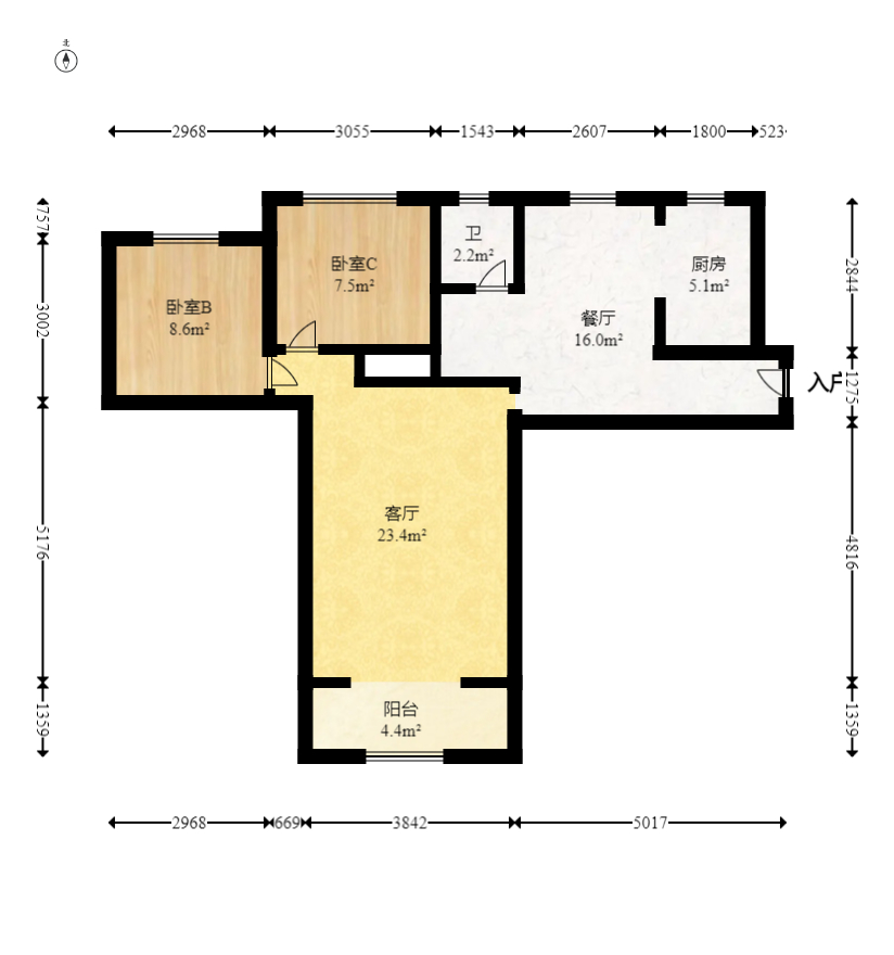 龙王港社区 3室2厅1卫 70.0万 龙王港社区 3室2厅1卫 70.0万户型图