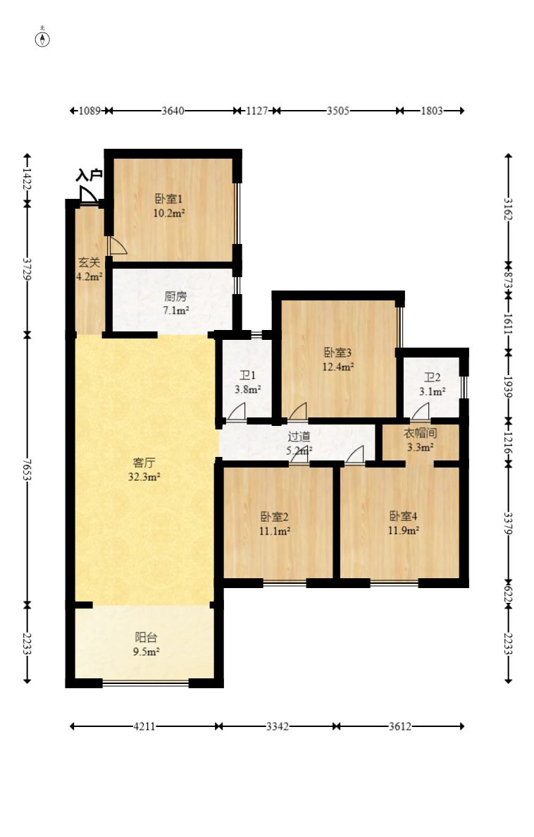 金湘苑(星澜之悦) 4室2厅2卫 102.5万 金湘苑(星澜之悦) 4室2厅2卫 102.5万户型图
