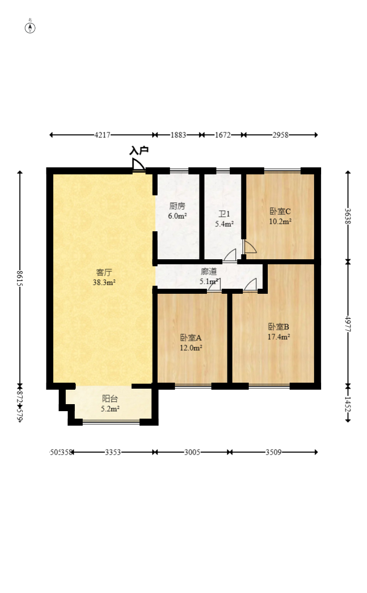 江山帝景哈佛 3室2厅1卫 92.0万 江山帝景哈佛 3室2厅1卫 92.0万户型图