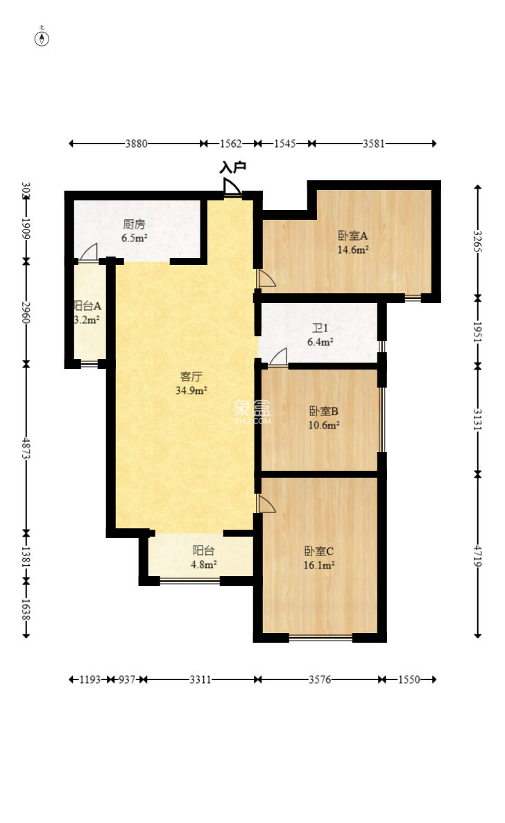 中海国际四期  3室2厅1卫    66.8万