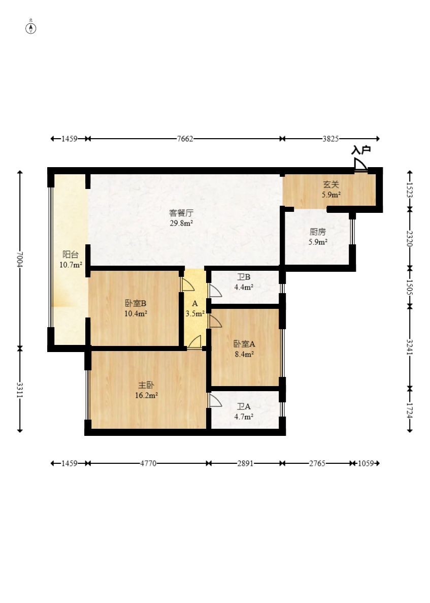 越秀悦湖台  3室2厅1卫   202.00万室内图1