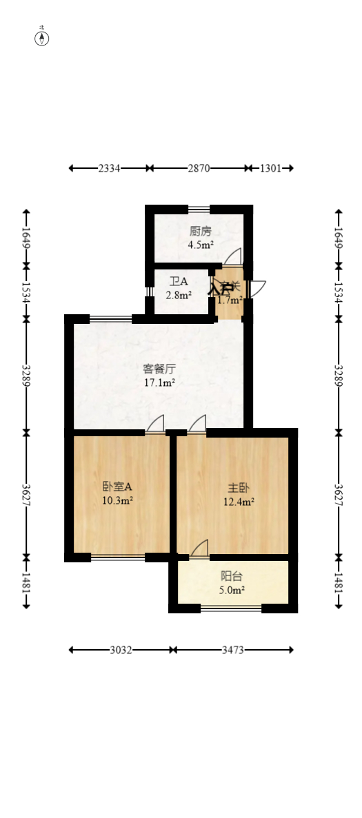 枫树塘小区  1室2厅1卫   51.80万室内图1