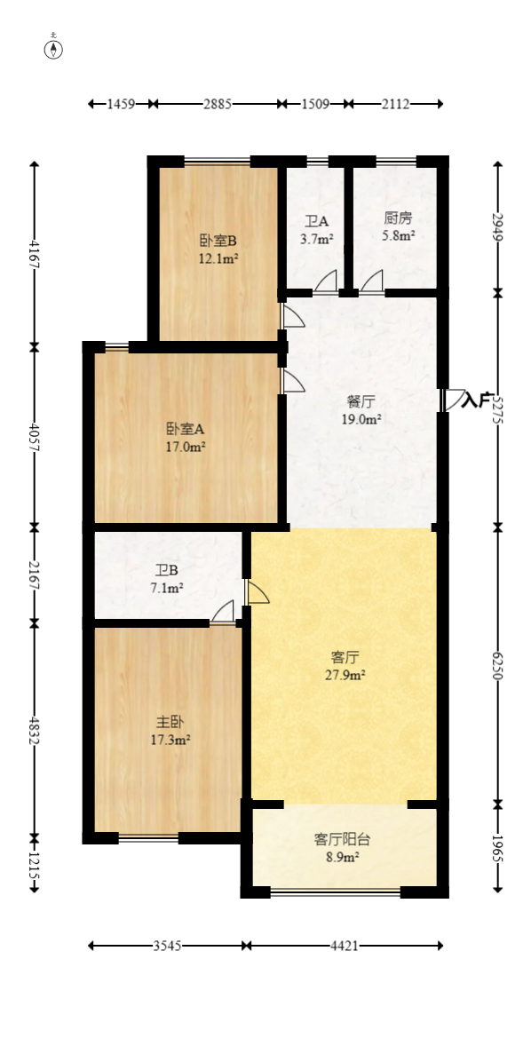 雄海花园  3室2厅1卫   138.00万室内图1