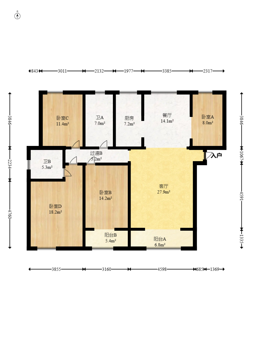 恒生碧水龙庭 4室2厅2卫 92.0万 恒生碧水龙庭 4室2厅2卫 92.0万户型图