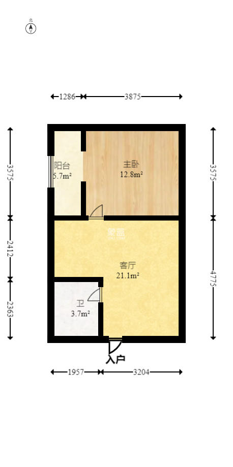 郡原居里 1室1厅1卫 36.0万 郡原居里 1室1厅1卫 36.0万户型图