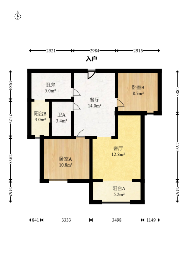 五矿万境水岸一期(万境水岸嘉苑) 2室2厅1卫 71.0万 五矿万境水岸一期(万境水岸嘉苑) 2室2厅1卫 71.0万户型图