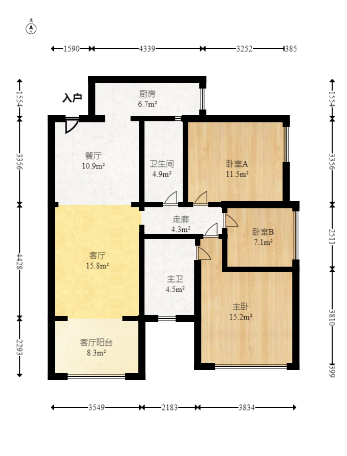 中建芙蓉嘉苑  3室2厅2卫   122.00万室内图1