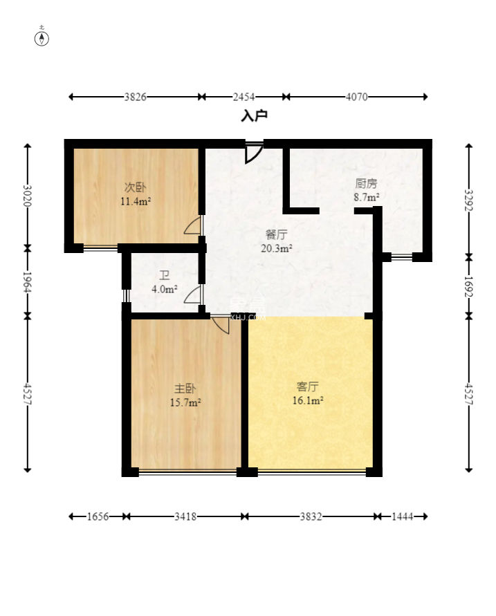 北辰三角洲D2区  2室2厅1卫   114.00万