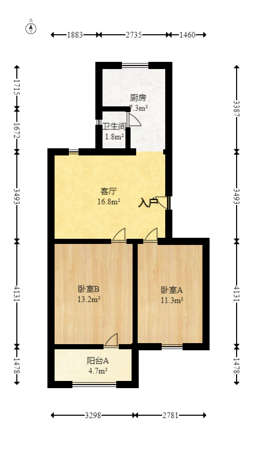 省水院宿舍  2室1厅1卫   55.00万室内图1