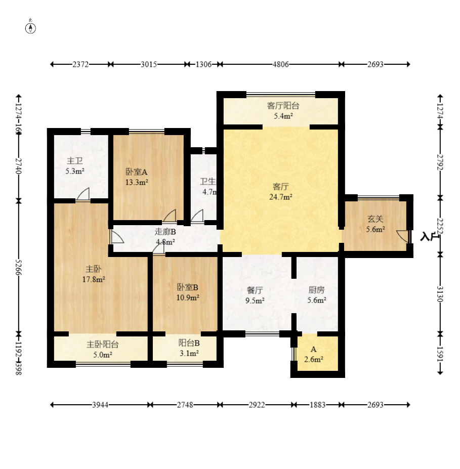 中建芙蓉嘉苑  3室2厅2卫    115.0万室内图1