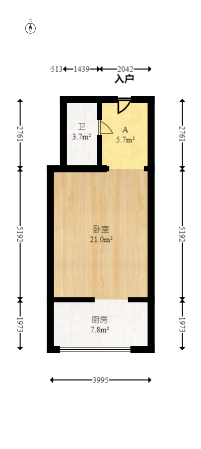 怡海星城  1室1厅1卫   22.00万室内图1