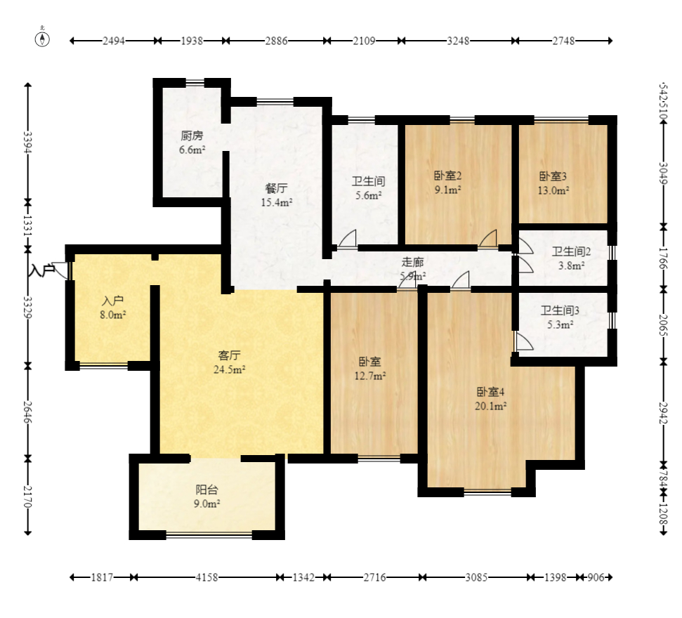 康橋長郡  4室2廳2衛(wèi)    89.8萬室內(nèi)圖1