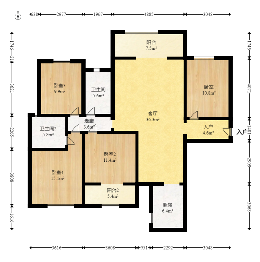 长房东云台  4室2厅2卫   150.00万室内图1