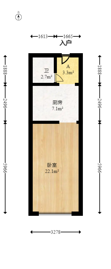 宇成开福广场  1室1厅1卫   35.40万室内图1