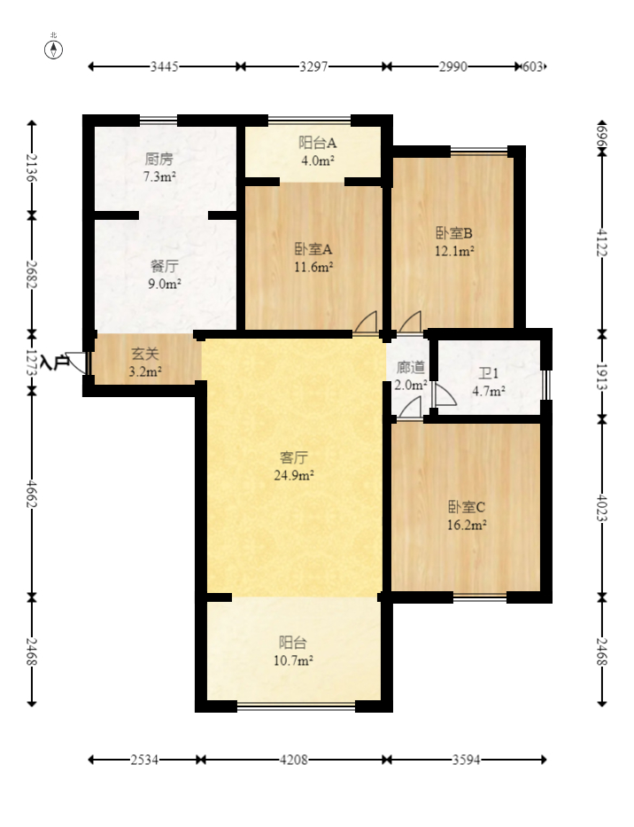 中建麓山和苑  3室2厅2卫   91.00万室内图1