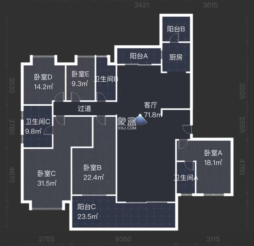 天元区碧桂园  5室2厅3卫   133.00万