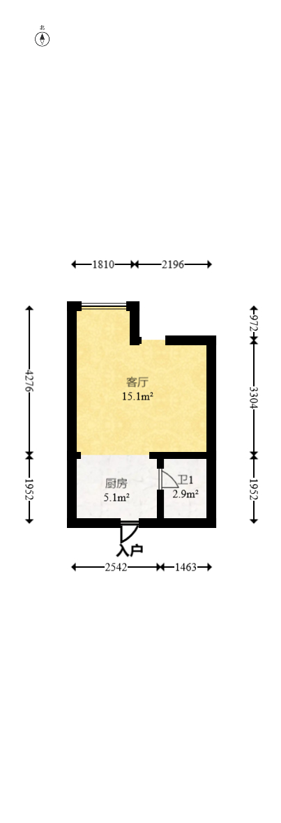 他城（天鸿时代公寓）  1室0厅1卫   25.00万室内图1