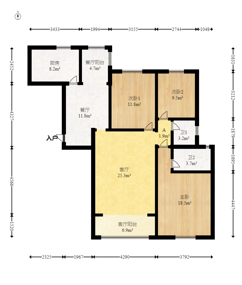 彩都公寓  3室2厅2卫    80.8万 彩都公寓  3室2厅2卫    80.8万户型图