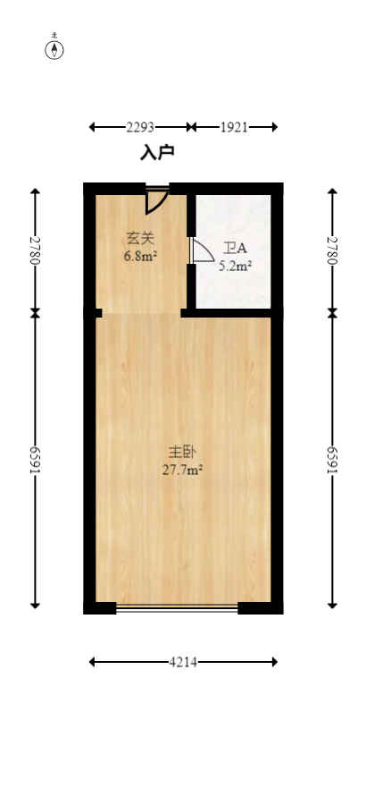 世茂铂曼  1室1厅1卫   59.00万室内图1