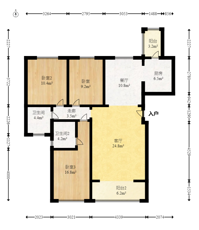 恒大江湾  3室2厅2卫    94.8万 恒大江湾  3室2厅2卫    94.8万户型图