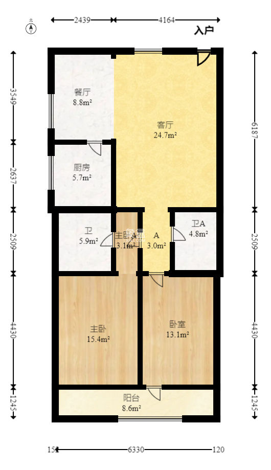 韭菜园商住楼  2室2厅1卫   81.00万