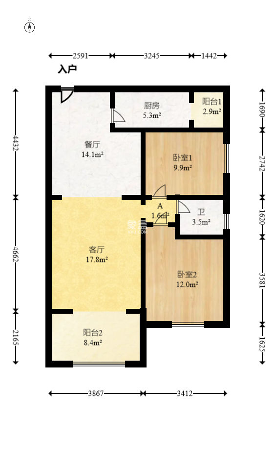 东玺门  2室1厅1卫    88.0万