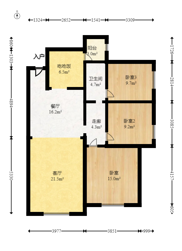 才子佳郡  3室2厅2卫   72.00万室内图1