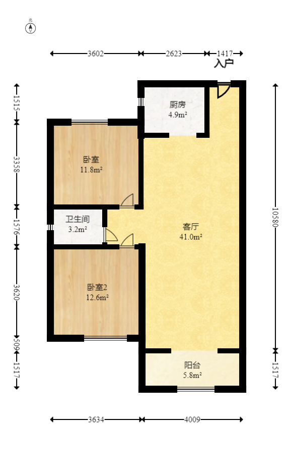 方略学府佳境  2室2厅1卫   32.80万室内图1