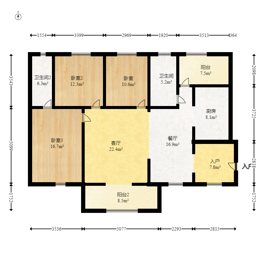 爵士湘 3室1厅1卫 79.8万 爵士湘 3室1厅1卫 79.8万户型图