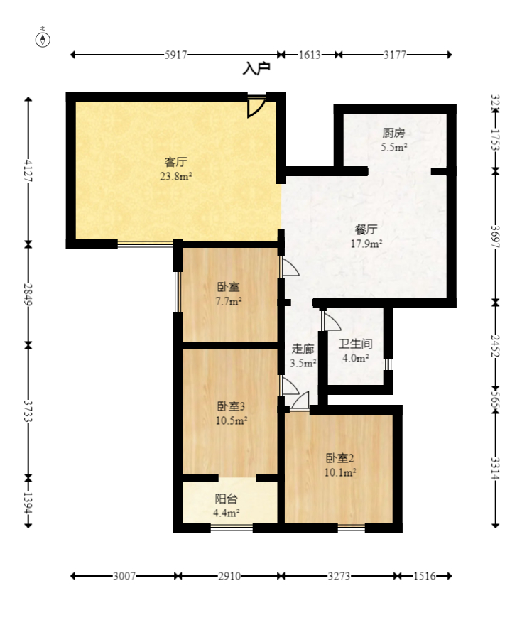 高林仕家 3室2厅1卫 63.8万 高林仕家 3室2厅1卫 63.8万户型图