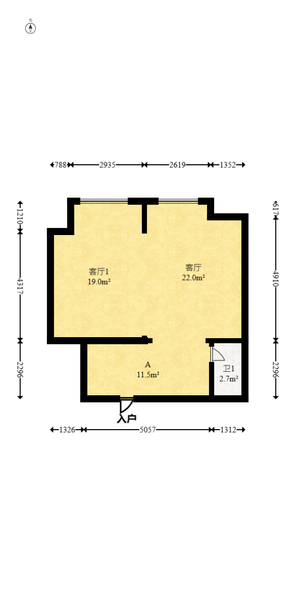 融科东南海  2室2厅1卫    62.0万室内图1