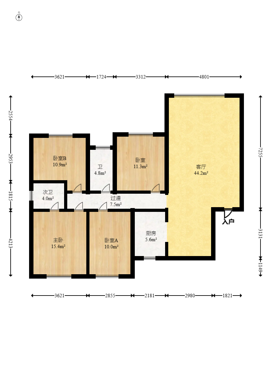 楚天世纪城东苑 4室2厅2卫 78.0万 楚天世纪城东苑 4室2厅2卫 78.0万户型图