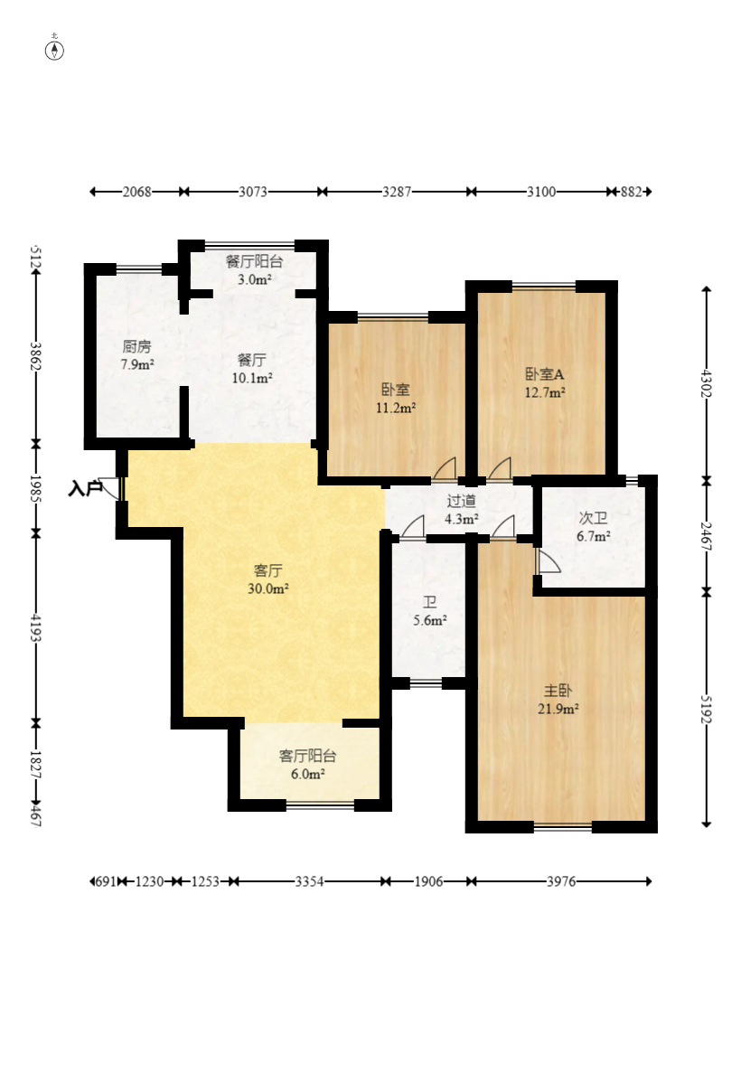 楚天世纪城西苑 3室2厅2卫 94.0万 楚天世纪城西苑 3室2厅2卫 94.0万户型图