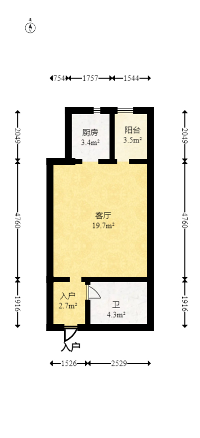 未来漫城 1室1厅1卫 27.0万 未来漫城 1室1厅1卫 27.0万户型图