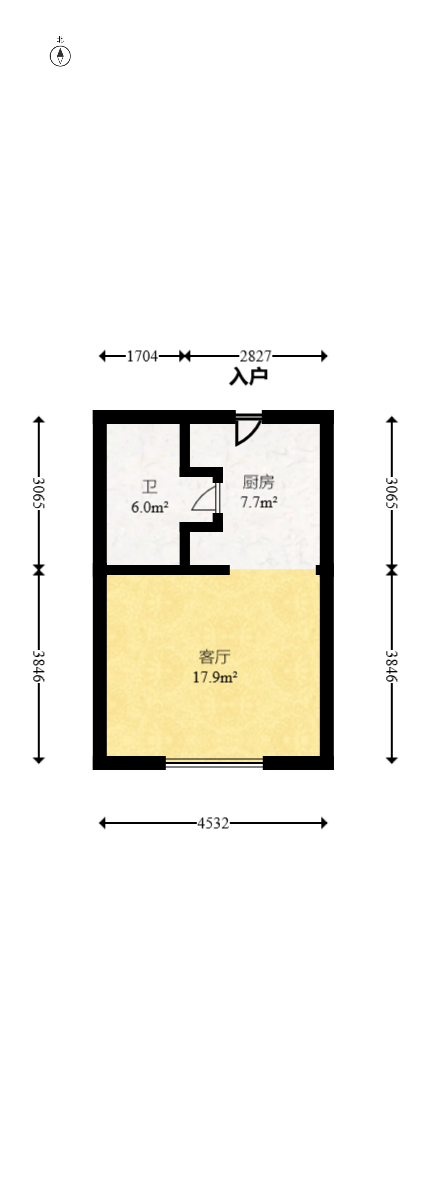 沁园春御院  1室1厅1卫   38.00万室内图1
