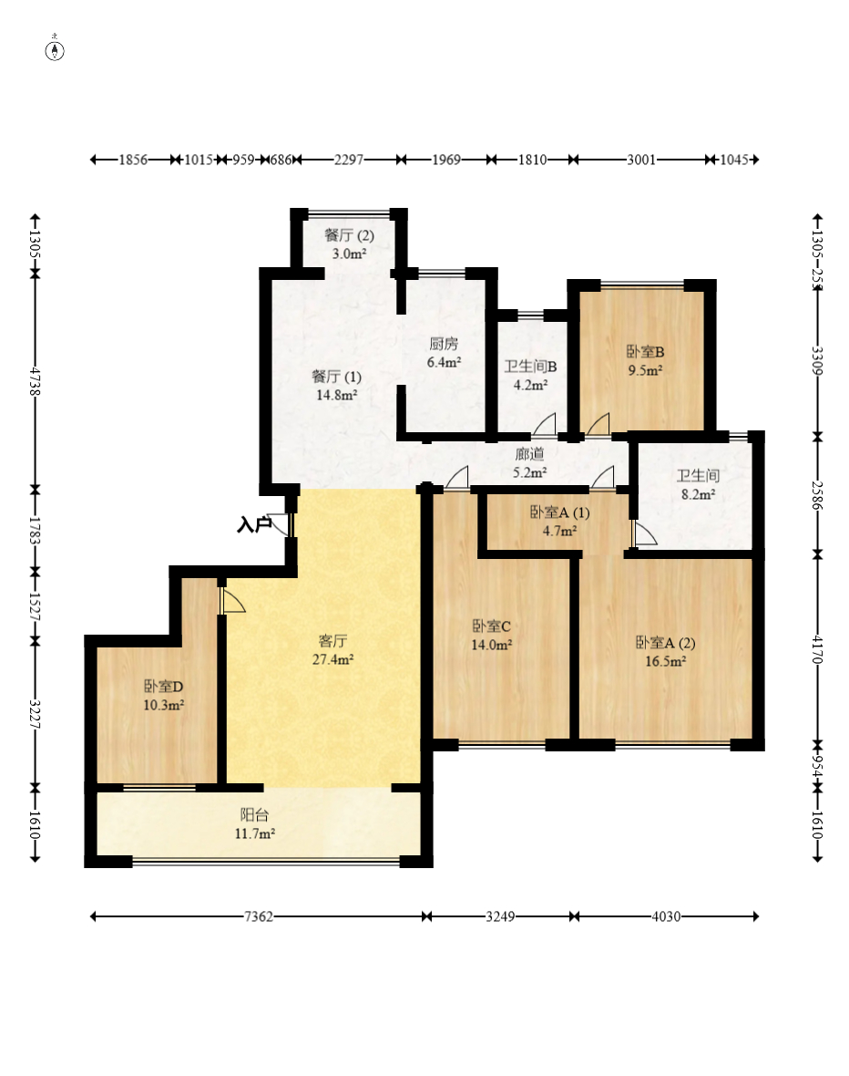 华润琨瑜府 4室3厅2卫 208.0万 华润琨瑜府 4室3厅2卫 208.0万户型图
